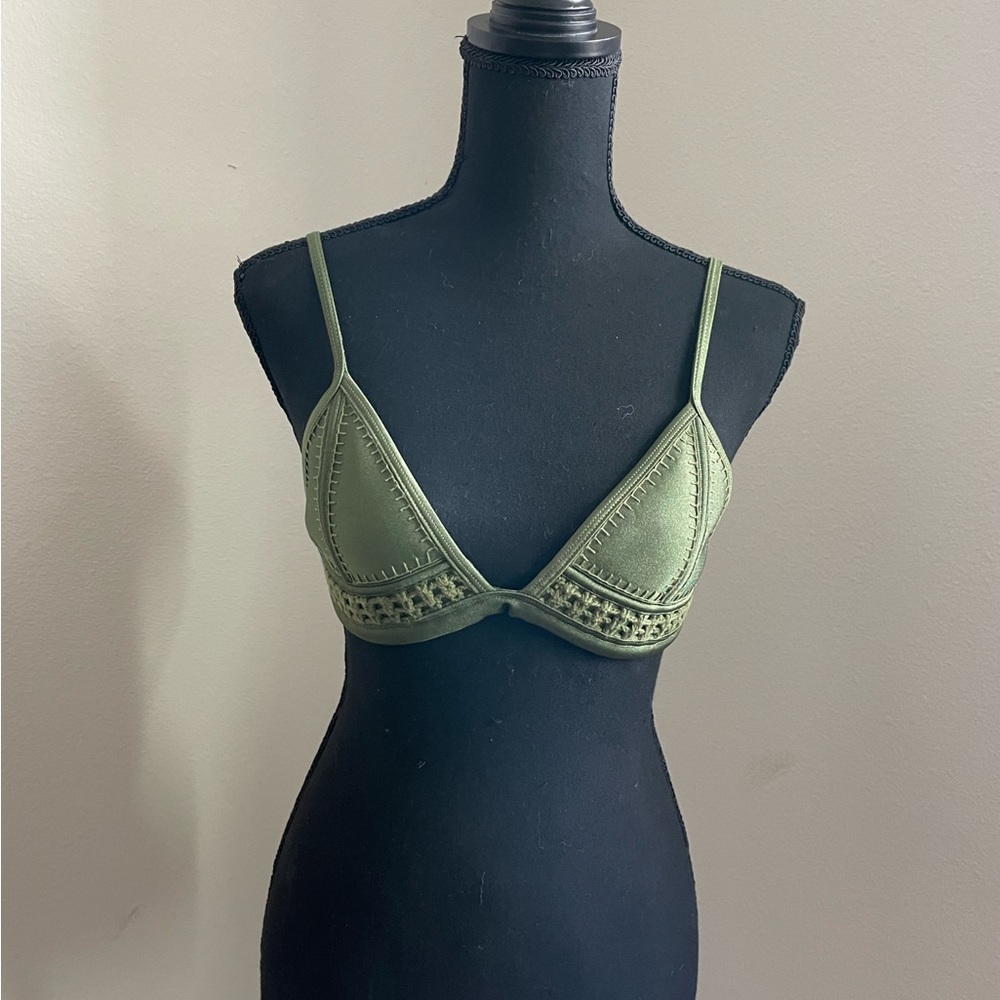 Olive Green Triangl Swim Top